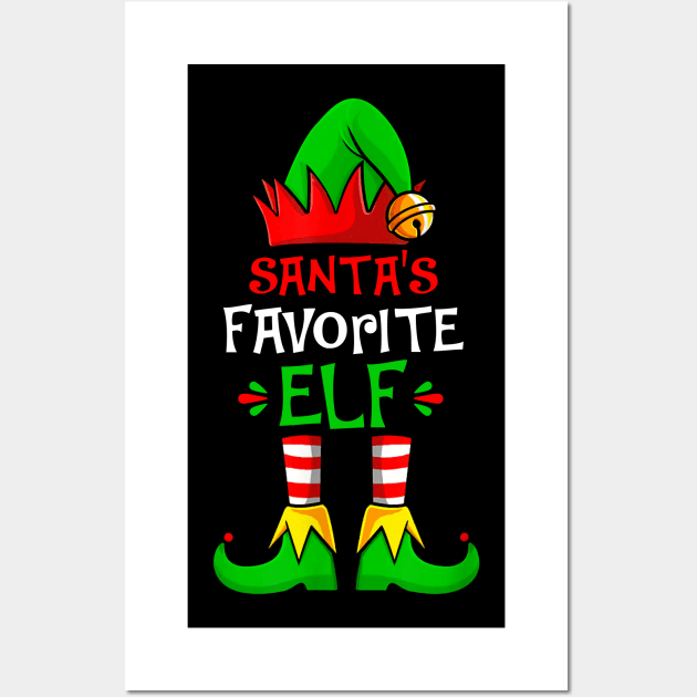 Funny Santa's Favorite Elf Squad Christmas Pajama Matching Wall Art by _So who go sayit_